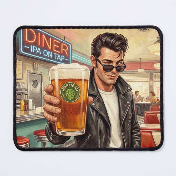 Item preview, IPA HOPPY ENDINGS GUARANTEED Vintage 1950s American Diner Greaser Poster designed and sold by Cozy-Old-Pub.