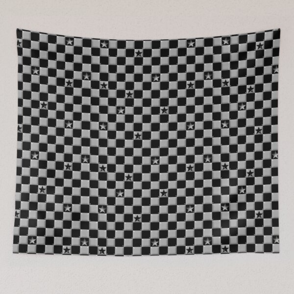 Item preview, Y2K Grey Checker Stars – Emo & Grunge Scene Pattern designed and sold by bunnyreeaa.
