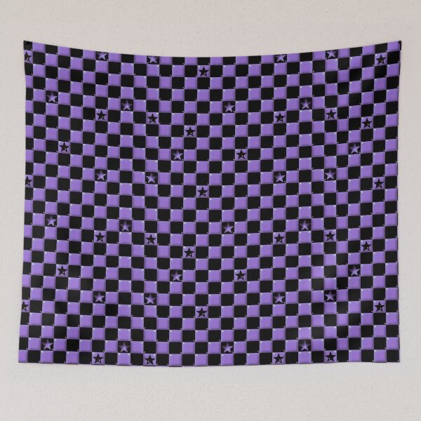 Item preview, Y2K Purple Checker Stars – Emo Goth Scene Pattern designed and sold by bunnyreeaa.