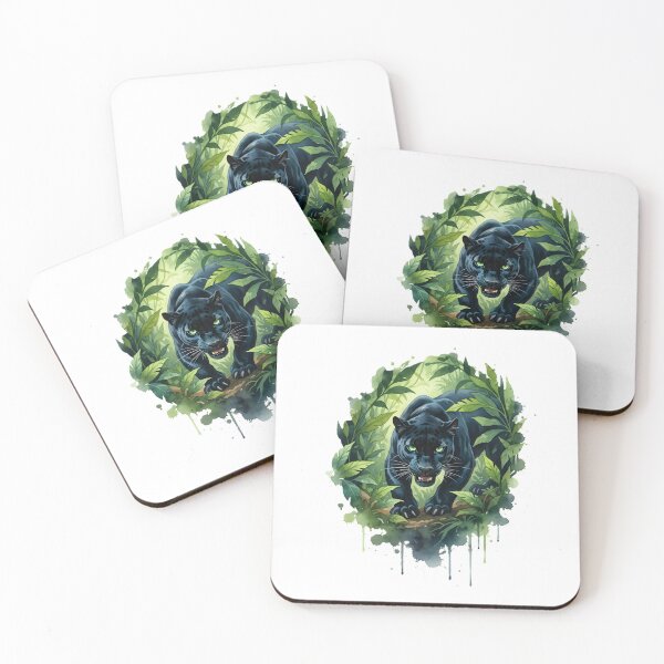 Item preview, Shadow Hunter - Black Panther in Watercolor Jungle designed and sold by JoMoPrints.