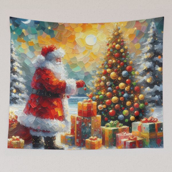 Item preview, Santa Claus And Christmas Tree designed and sold by Visual Nomad Club.