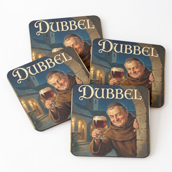 Item preview, DUBBEL DOUBLE THE FUN MONK APPROVED Vintage 1950s Belgian Abbey Poster designed and sold by Cozy-Old-Pub.