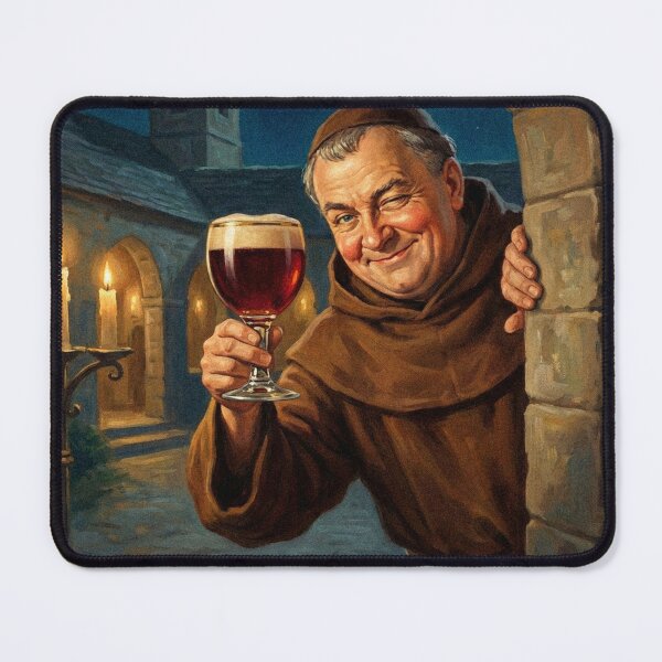 Item preview, DUBBEL DOUBLE THE FUN MONK APPROVED Vintage 1950s Belgian Abbey Poster designed and sold by Cozy-Old-Pub.