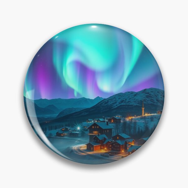 Item preview, Aurora Village Dreams – winter magic, glowing windows & poetic silence in snowy mountain light designed and sold by FotoworldEdel.
