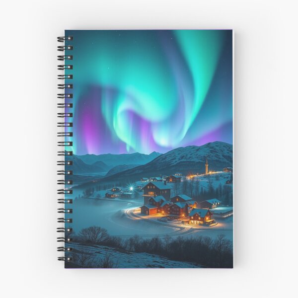 Item preview, Aurora Village Dreams – winter magic, glowing windows & poetic silence in snowy mountain light designed and sold by FotoworldEdel.