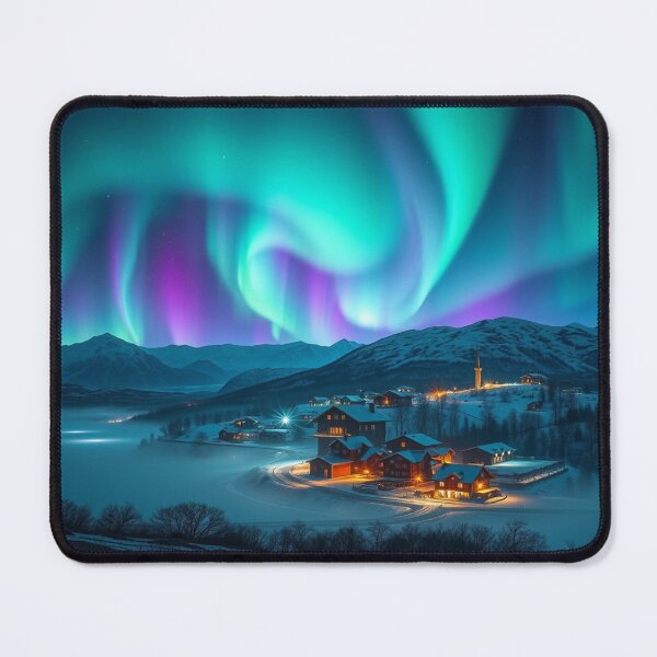 Item preview, Aurora Village Dreams – winter magic, glowing windows & poetic silence in snowy mountain light designed and sold by FotoworldEdel.