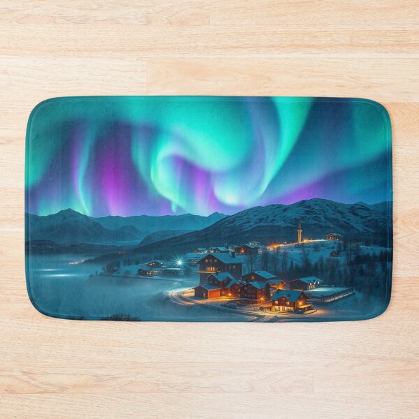 Item preview, Aurora Village Dreams – winter magic, glowing windows & poetic silence in snowy mountain light designed and sold by FotoworldEdel.