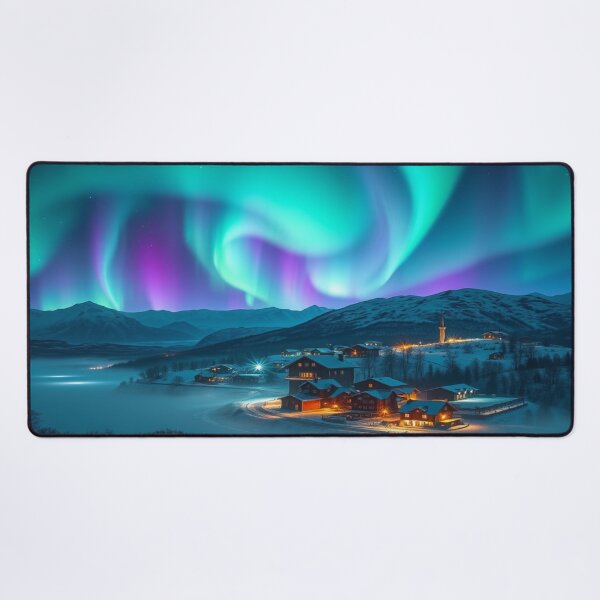 Item preview, Aurora Village Dreams – winter magic, glowing windows & poetic silence in snowy mountain light designed and sold by FotoworldEdel.
