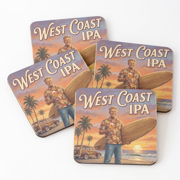 Item preview, WEST COAST IPA HOPS SO BOLD THEY NEED A SAFE WORD Vintage 1950s California Surf Poster designed and sold by Cozy-Old-Pub.