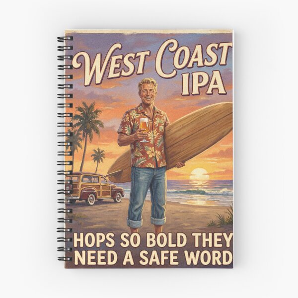 Item preview, WEST COAST IPA HOPS SO BOLD THEY NEED A SAFE WORD Vintage 1950s California Surf Poster designed and sold by Cozy-Old-Pub.