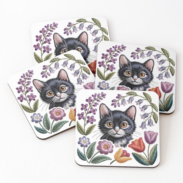 Item preview, embroidered black cat designed and sold by jkrphoto.