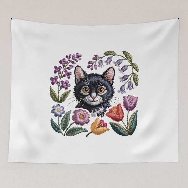 Item preview, embroidered black cat designed and sold by jkrphoto.
