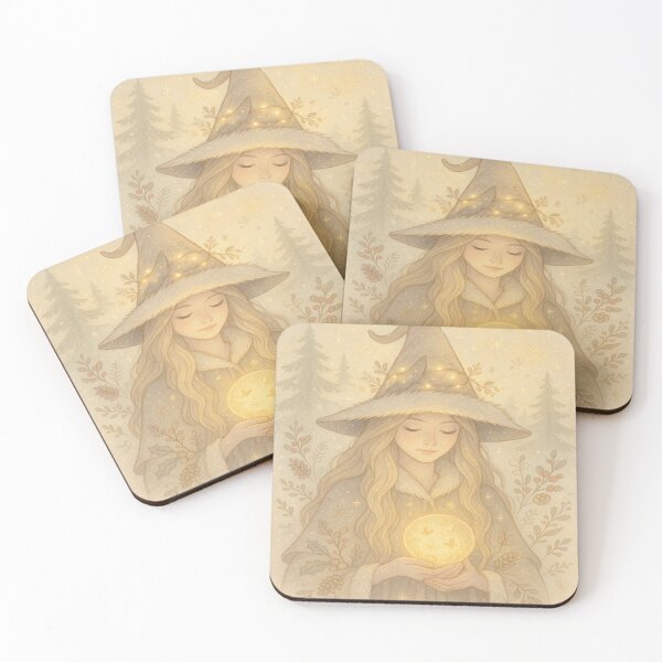 Item preview, Winter Witch of Light – Cozy Magical Christmas Illustration designed and sold by jolille.