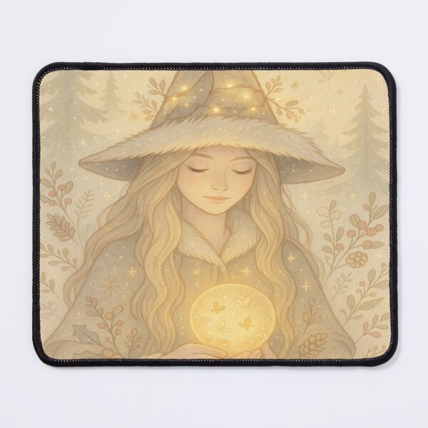 Item preview, Winter Witch of Light – Cozy Magical Christmas Illustration designed and sold by jolille.