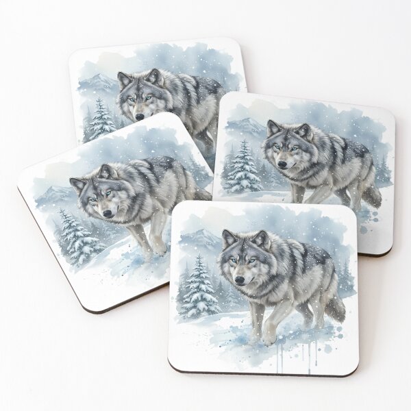 Item preview, Winter Guardian - Majestic Wolf in Snowy Forest Watercolor designed and sold by JoMoPrints.