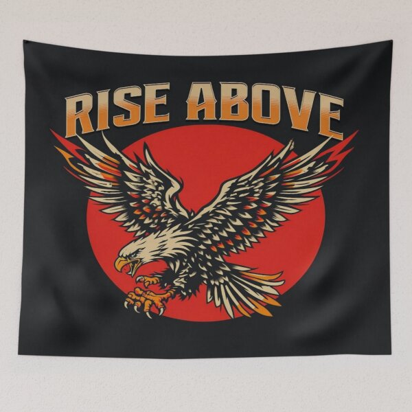 Item preview, Rise Above Eagle Art – Bold Red Circle Background, Fierce Wings Spread, Inspirational Flight Design designed and sold by Bright Nest Studio.