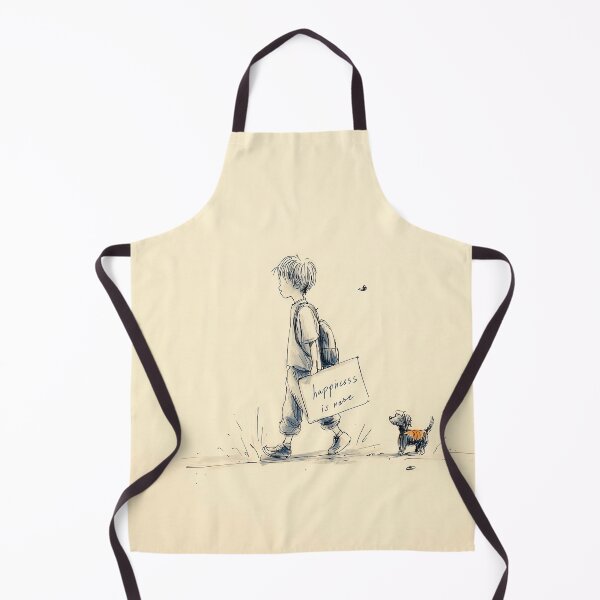 Item preview, happiness is near - Boy Walking with Dog and Sign designed and sold by lautir.