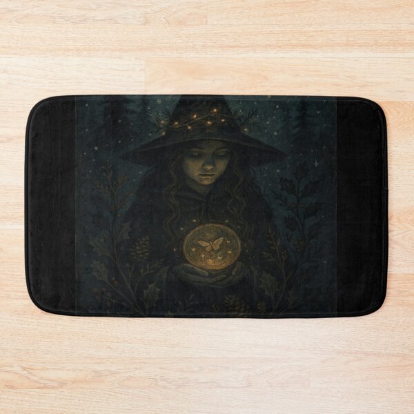 Item preview, Dark Winter Witch of the Golden Light – Enchanted Night Illustration designed and sold by jolille.