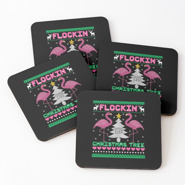 Item preview, Flocking Around Christmas Tree Funny Flamingo Holiday Moment designed and sold by barrycantre11.