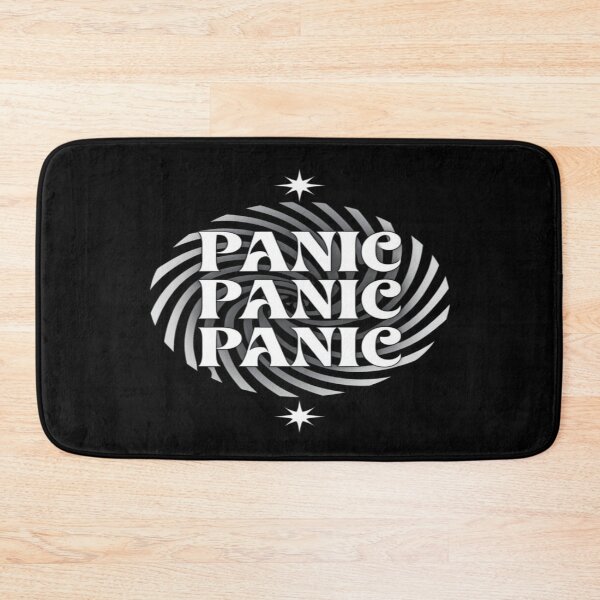 Item preview, "PANIC Spiral Art – Bold Optical Illusion Poster with Repeating Text and Hypnotic Black White Pattern" designed and sold by Bright Nest Studio.