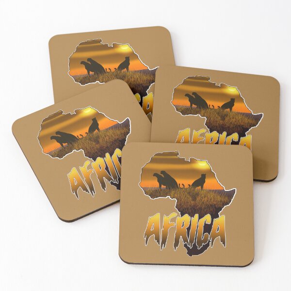 Item preview, Africa Cheetahs Sunset Silhouette | Wildlife Map designed and sold by Mr Lee.
