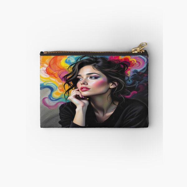 Item preview, Colorful Thoughts – Portrait with vivid makeup & Monetinspired abstract vibes designed and sold by FotoworldEdel.