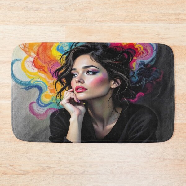 Item preview, Colorful Thoughts – Portrait with vivid makeup & Monetinspired abstract vibes designed and sold by FotoworldEdel.