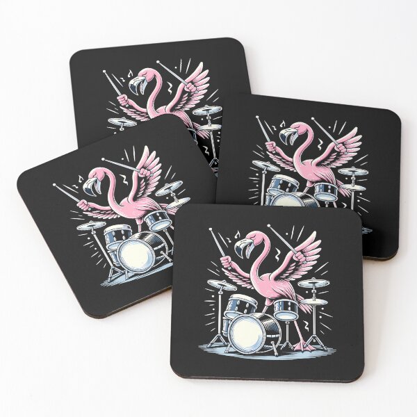 Item preview, Drummer Flamingo Drumming Player Playing Drums Drumset designed and sold by MyraLorri.