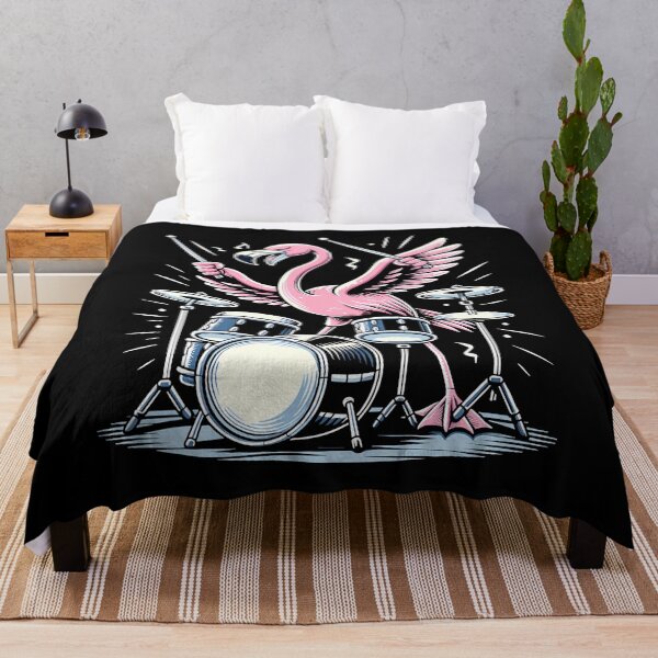 Item preview, Drummer Flamingo Drumming Player Playing Drums Drumset designed and sold by MyraLorri.