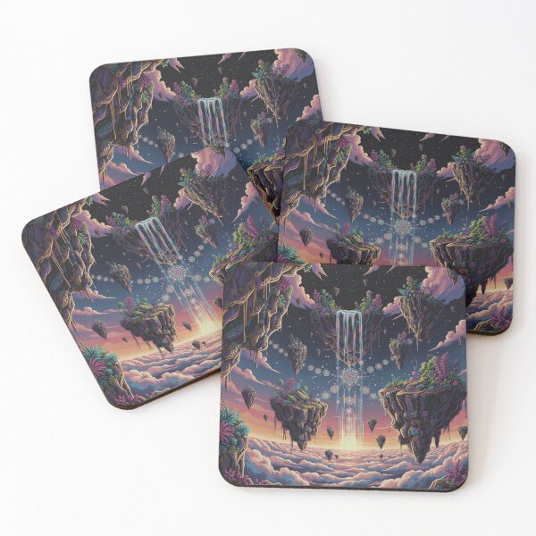 Item preview, Celestial Drift: Surreal Floating Islands & Cosmic Mandala Waterfall Art Print | Retro Psychedelic & Trippy Wall Decor designed and sold by DeluluWear.