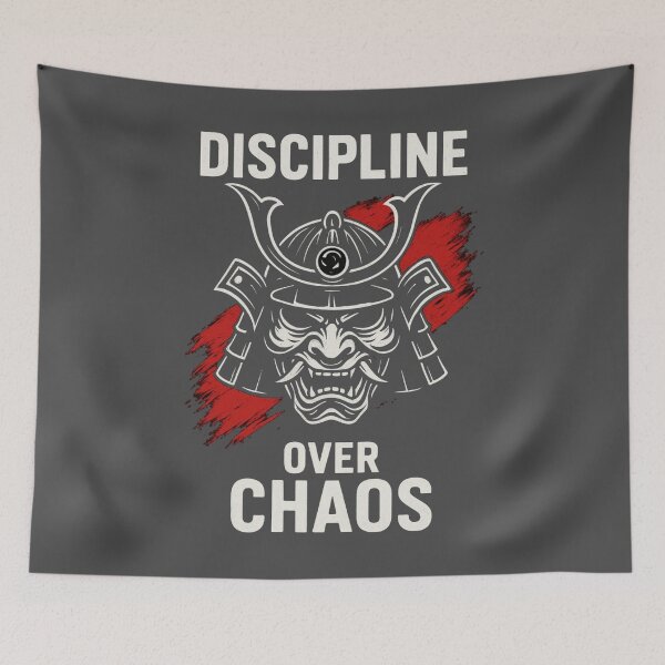 Item preview, Samurai Discipline Over Chaos T-Shirt | Warrior Mindset Gym Tee designed and sold by KDesignCrafts.