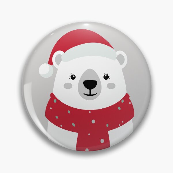 Item preview, Kawaii Christmas Polar Bear with Santa Hat and Red Scarf designed and sold by DavidTeeStudio.