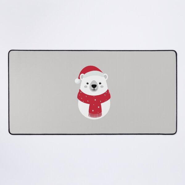 Item preview, Kawaii Christmas Polar Bear with Santa Hat and Red Scarf designed and sold by DavidTeeStudio.