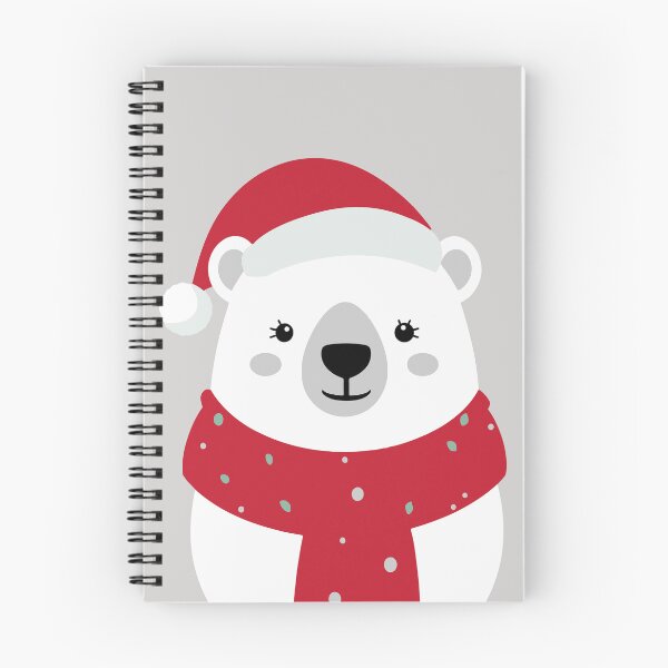 Item preview, Kawaii Christmas Polar Bear with Santa Hat and Red Scarf designed and sold by DavidTeeStudio.