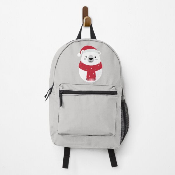 Item preview, Kawaii Christmas Polar Bear with Santa Hat and Red Scarf designed and sold by DavidTeeStudio.