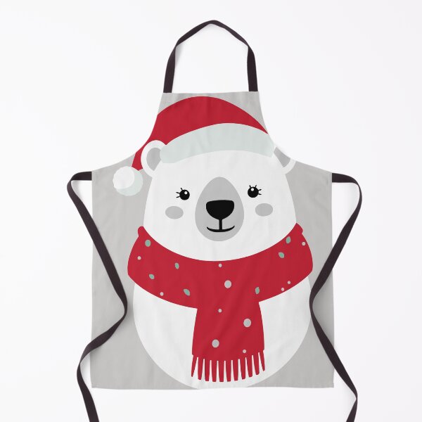 Item preview, Kawaii Christmas Polar Bear with Santa Hat and Red Scarf designed and sold by DavidTeeStudio.