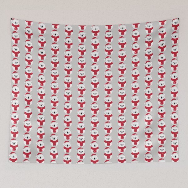 Item preview, Kawaii Christmas Polar Bear with Santa Hat and Red Scarf designed and sold by DavidTeeStudio.