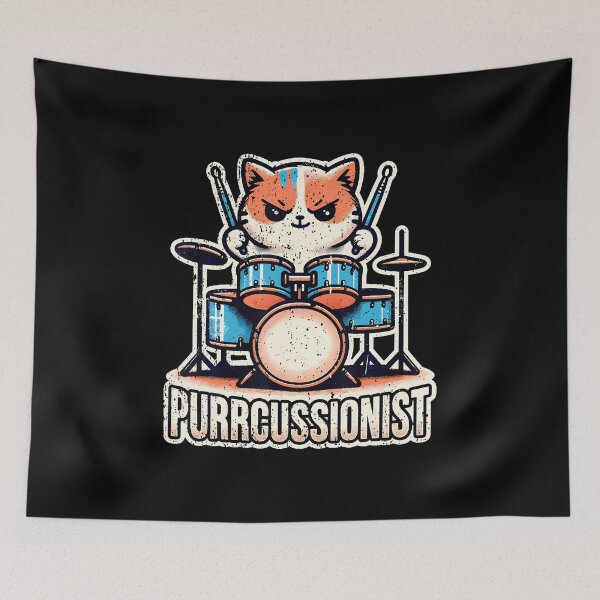 Item preview, Drumming Cat Percussion Drums Percussionist Kitten Drummer designed and sold by CaraRuth.