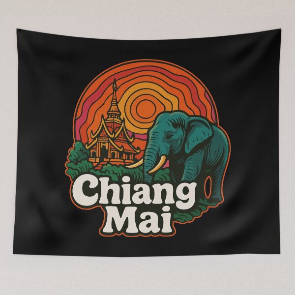 Item preview, Chiang Mai Thailand Retro Trippy Travel designed and sold by TomFrontierArt.