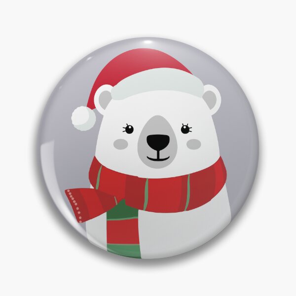 Item preview, Cute Christmas Polar Bear in Santa Hat & Striped Holiday Scarf designed and sold by DavidTeeStudio.
