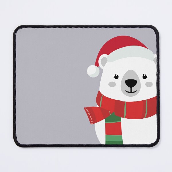 Item preview, Cute Christmas Polar Bear in Santa Hat & Striped Holiday Scarf designed and sold by DavidTeeStudio.