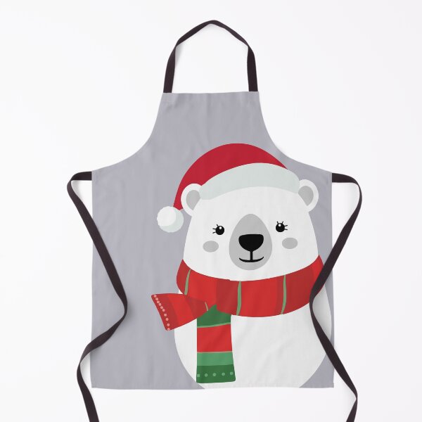 Item preview, Cute Christmas Polar Bear in Santa Hat & Striped Holiday Scarf designed and sold by DavidTeeStudio.