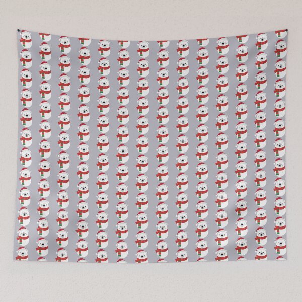Item preview, Cute Christmas Polar Bear in Santa Hat & Striped Holiday Scarf designed and sold by DavidTeeStudio.
