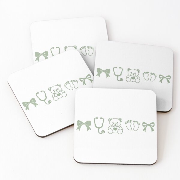 Item preview, Baby Nurse Embroidery Icons – Stethoscope, Teddy Bear, Baby Feet & Bow Stitch Design designed and sold by PrintedWithSoul.