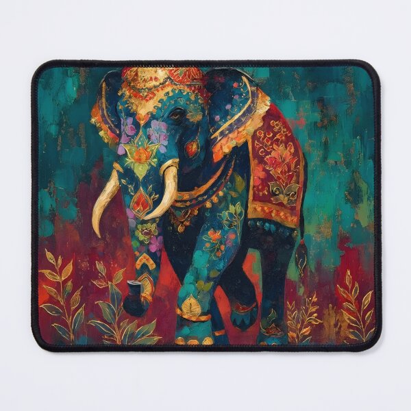 Item preview, Majestic Indian Elephant - Gold & Emerald Gouache Painting designed and sold by AtotheTwoDesign.