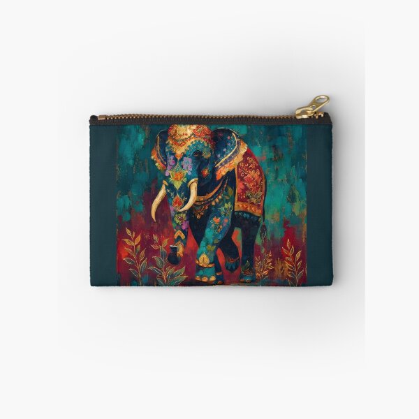 Item preview, Majestic Indian Elephant - Gold & Emerald Gouache Painting designed and sold by AtotheTwoDesign.