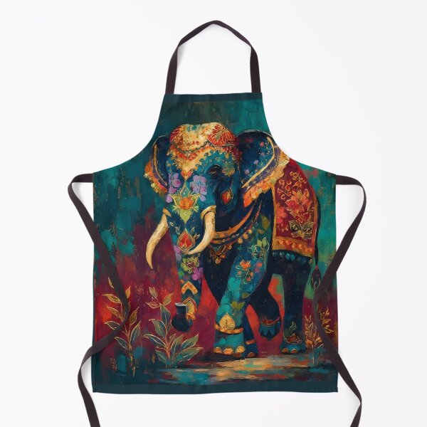 Item preview, Majestic Indian Elephant - Gold & Emerald Gouache Painting designed and sold by AtotheTwoDesign.