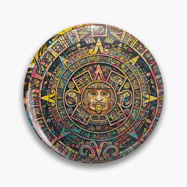 Item preview, Aztec Calendar Graffiti Art Print – Vibrant Street Art Sun Stone Mandala | Colorful Urban Wall Decor designed and sold by R-B-Colors.