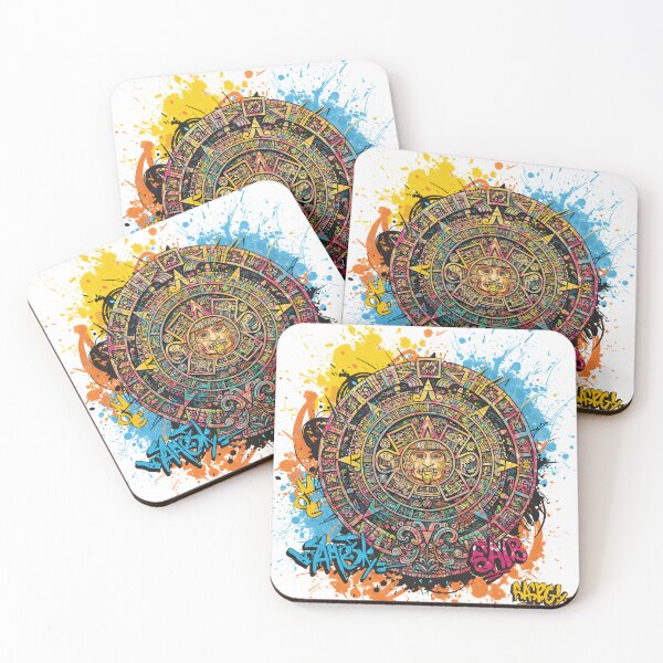 Item preview, Aztec Calendar Graffiti Art Print – Vibrant Street Art Sun Stone Mandala | Colorful Urban Wall Decor designed and sold by R-B-Colors.