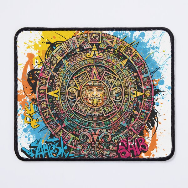 Item preview, Aztec Calendar Graffiti Art Print – Vibrant Street Art Sun Stone Mandala | Colorful Urban Wall Decor designed and sold by R-B-Colors.